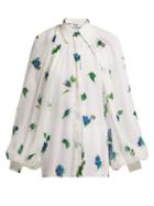 Matchesfashion.com Msgm - Floral Printed Chiffon Blouse - Womens - White Multi