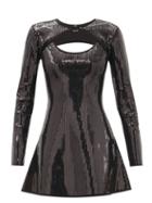 Matchesfashion.com David Koma - Flared Sequinned Mini Dress - Womens - Black