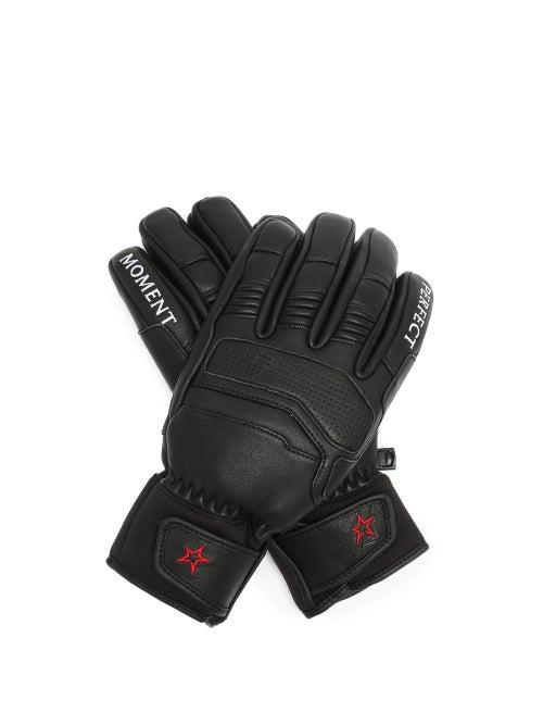 Matchesfashion.com Perfect Moment - Logo-embroidered Leather Ski Gloves - Womens - Black