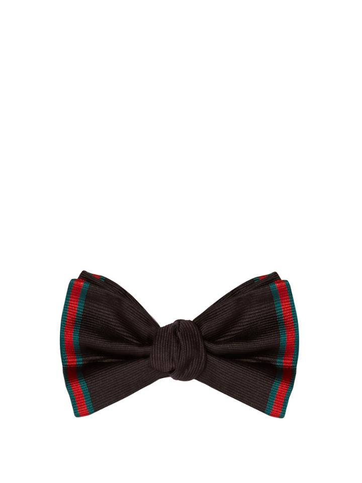 Gucci Web-striped Silk Bow Tie