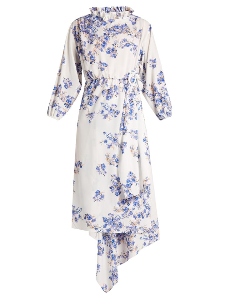 Vetements Floral-print Asymmetric Crepe Dress