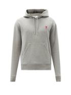 Matchesfashion.com Ami - Logo-embroidered Cotton-jersey Hooded Sweatshirt - Mens - Grey