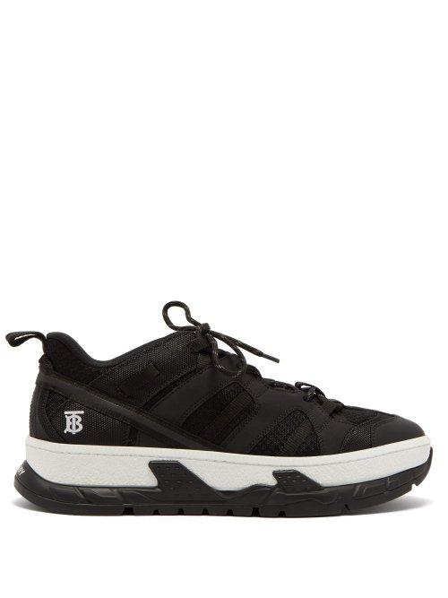 Matchesfashion.com Burberry - Monogram Low Top Mesh And Nubuck Trainers - Mens - Black