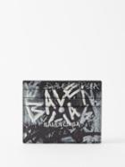 Balenciaga - Cash Graffiti-logo Leather Cardholder - Mens - Black