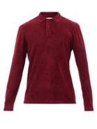 Orlebar Brown - Jarrett Long-sleeve Cotton-terry Polo Shirt - Mens - Dark Red