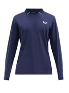 Matchesfashion.com Castore - Logo-print Technical-jersey Long-sleeve Polo Shirt - Mens - Navy