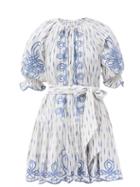 Matchesfashion.com Innika Choo - Justine Taiym Ramie-ikat Mini Dress - Womens - Blue Print