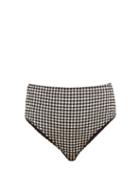 Matchesfashion.com Ganni - High Rise Gingham Bikini Briefs - Womens - Black
