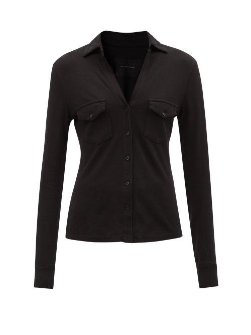 Nili Lotan - Liam Patch-pocket Cotton-jersey Shirt - Womens - Black