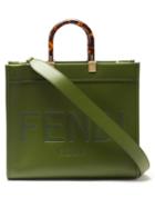 Ladies Bags Fendi - Sunshine Logo-embroidered Leather Tote Bag - Womens - Dark Green