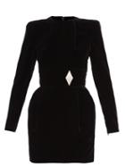 Matchesfashion.com Alexandre Vauthier - Boulder Crystal-embellished Velvet Mini Dress - Womens - Black