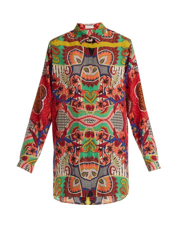 Etro Point-collar Graphic Paisley-print Silk Blouse