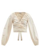 Matchesfashion.com Three Graces London - Clara Cropped Cotton-poplin Wrap Top - Womens - White