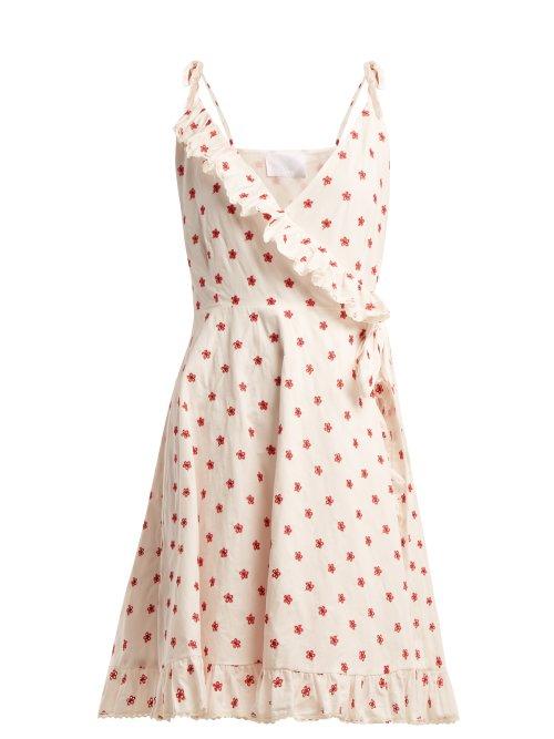 Matchesfashion.com Athena Procopiou - Embroidered Cotton Blend Wrap Dress - Womens - Red Multi