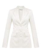Matchesfashion.com Gabriela Hearst - Windowpane Check Single Breasted Satin Blazer - Womens - Ivory