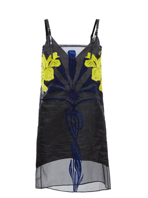 Jw Anderson - Floral-embroidered Chiffon Mini Dress - Womens - Black