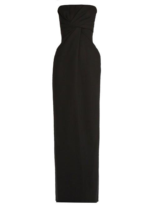 Saint Laurent Strapless Cut-out Slit Gown
