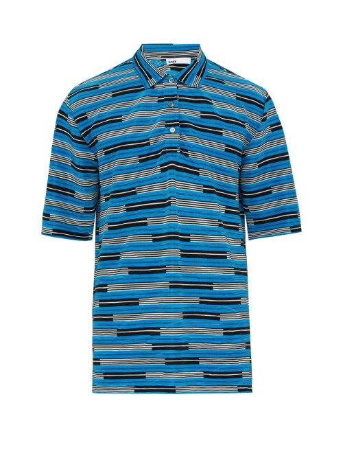 Matchesfashion.com Gmbh - Olof Striped Pliss Polo Shirt - Mens - Blue
