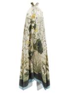 Biyan - Gessia Botanical-print Silk-twill Maxi Dress - Womens - Beige