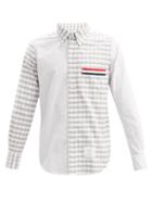 Thom Browne - Panelled Gingham Cotton-poplin Shirt - Mens - Grey