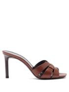 Saint Laurent - Tribute Woven-leather Mule Sandals - Womens - Brown