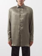 Ludovic De Saint Sernin - Go To Oversized Satin Shirt - Mens - Khaki