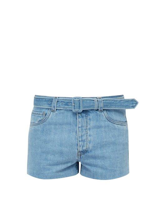Matchesfashion.com Prada - Belted Denim Shorts - Mens - Light Blue