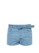 Matchesfashion.com Prada - Belted Denim Shorts - Mens - Light Blue