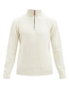 Matchesfashion.com Inis Mein - Zipped Merino Wool-blend Sweater - Mens - White
