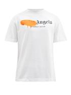 Mens Rtw Palm Angels - Graffiti Logo-print Cotton-jersey T-shirt - Mens - Orange White