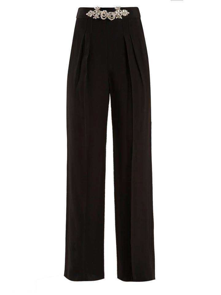 Christopher Kane Crystal-embellished High-rise Crepe Trousers