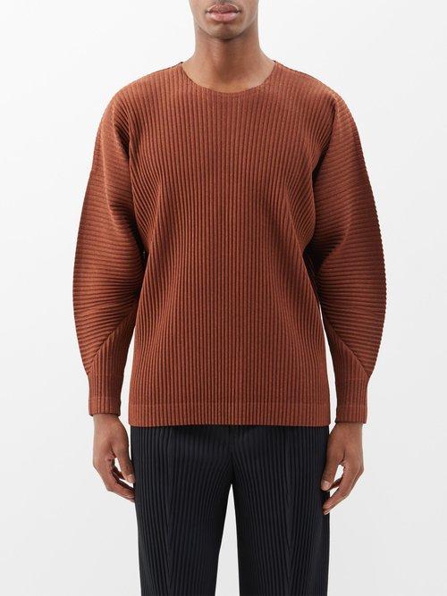 Homme Pliss Issey Miyake - Heather Pleats Technical-pleated Top - Mens - Orange