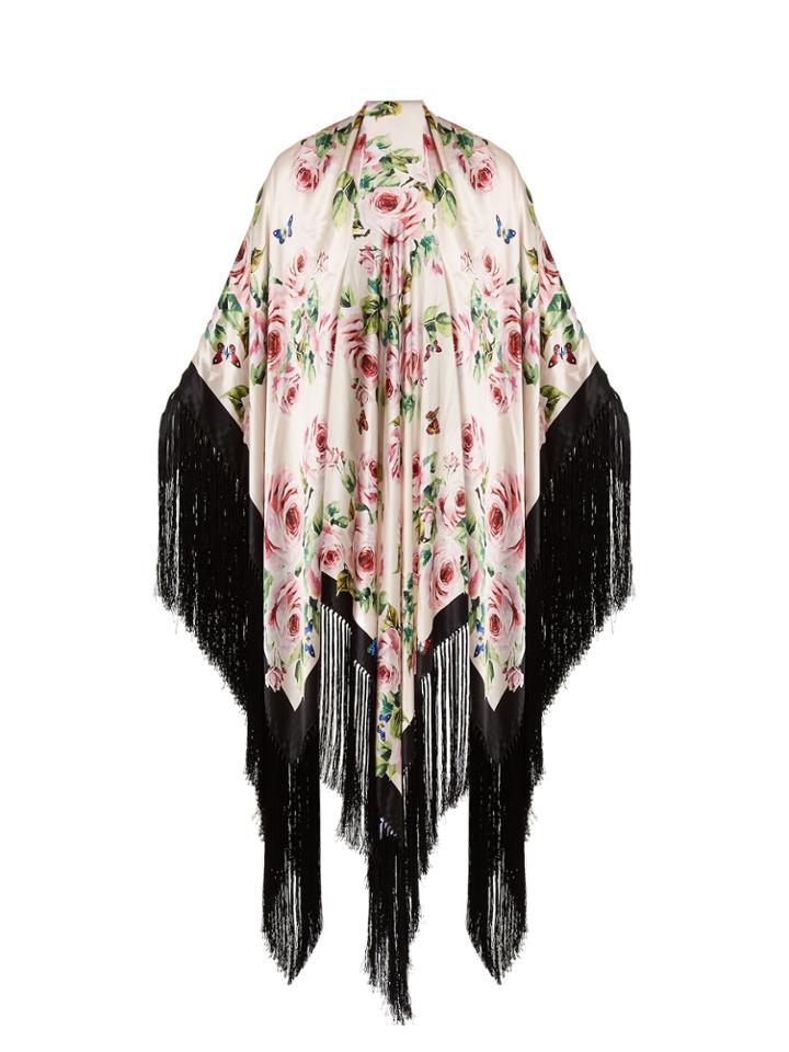 Dolce & Gabbana Rose-print Silk-blend Scarf