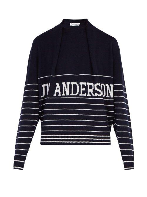 Matchesfashion.com Jw Anderson - Logo Knitted Jumper - Mens - Navy