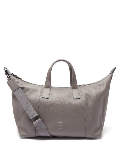 Balenciaga - Hourglass Grained-leather Holdall - Mens - Dark Grey