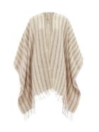 Brunello Cucinelli - Tasselled Striped Linen-blend Poncho - Womens - Multi