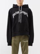 Palm Angels - Logo-print Cotton-jersey Hoodie - Mens - Black White