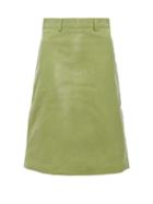 Matchesfashion.com Dodo Bar Or - Lolita Crocodile-effect Leather Skirt - Womens - Light Green