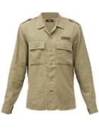 Matchesfashion.com Amiri - Raw-hem Cotton-blend Shirt - Mens - Green