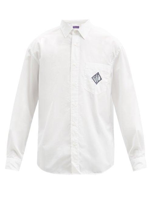 Matchesfashion.com Ralph Lauren Purple Label - Philip Logo-embroidered Cotton-poplin Shirt - Mens - White
