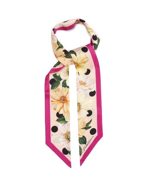 Matchesfashion.com Dolce & Gabbana - Floral-print Silk-faille Scarf - Womens - White Multi