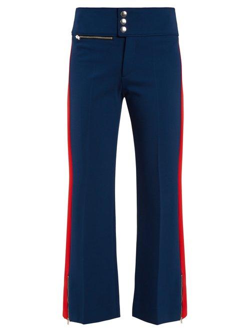 Matchesfashion.com Gucci - Contrast Stripe Slim Leg Jersey Trousers - Womens - Blue