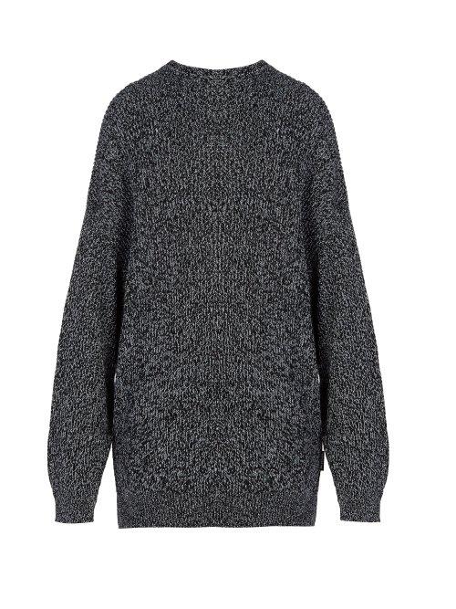 Matchesfashion.com Balenciaga - Oversized Wool Blend Crew Neck Sweater - Mens - Black White
