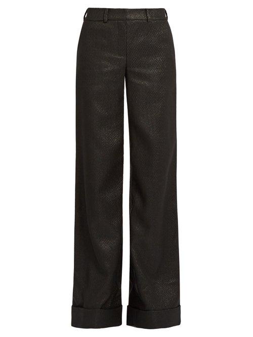 Matchesfashion.com Dodo Bar Or - Zoe Mid Rise Wide Leg Jacquard Trousers - Womens - Black