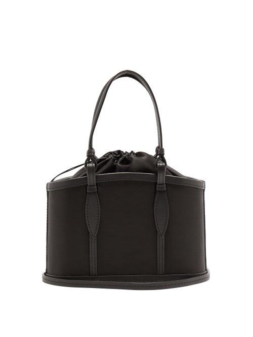 Matchesfashion.com Hunting Season - The Basket Leather-trimmed Satin Bag - Womens - Black