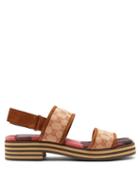 Matchesfashion.com Gucci - Gg Supreme Stacked Sole Suede Sandals - Mens - Light Brown