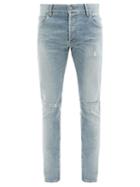 Matchesfashion.com Balmain - B-embroidered Slim-leg Jeans - Mens - Blue