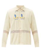 Matchesfashion.com Bode - Sailing-embroidered Silk-canvas Shirt - Mens - Beige