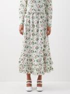 Batsheva - X Laura Ashley Pembroke Strawberry-print Skirt - Womens - White Multi
