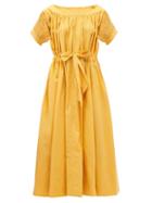 Matchesfashion.com Thierry Colson - Vera Drawstring-waist Smocked Cotton Midi Dress - Womens - Orange